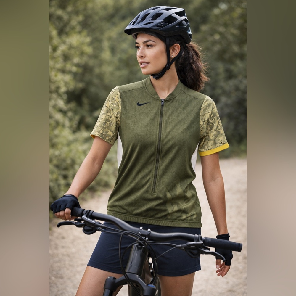 Nike Women’s Olive Green Cycling Activewear Jersey Size Large